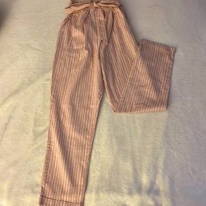 Sienna sky/dress pants/Peach/white/stripes/bow belt